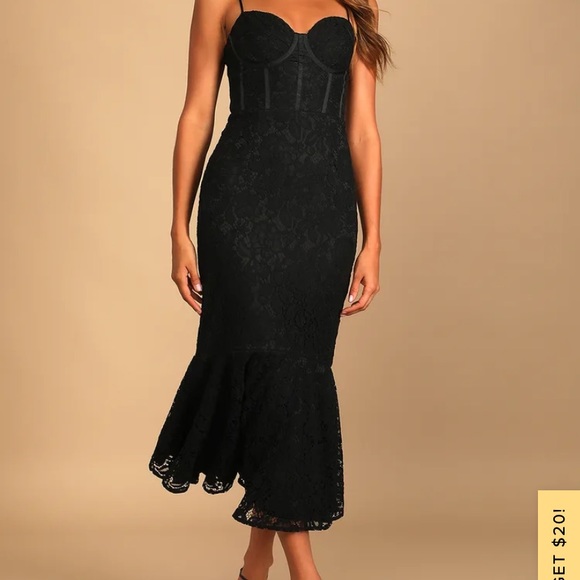 Lulus Dresses & Skirts - NWT! Lulu’s Found Your Love Black Lace Sleeveless Trumpet Midi Dress size L